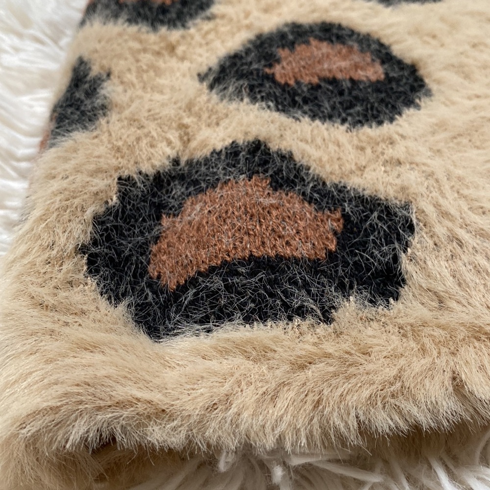 Wanna B Leopard Eyelash Open Cardigan π Tan Brown & Black - Picture 9 of 13
